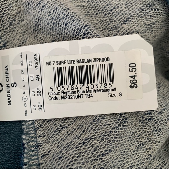 Closet clean out! NWT Superdry No Surf No 7 Light Raglan Zip Hoodie Small - Picture 9 of 9